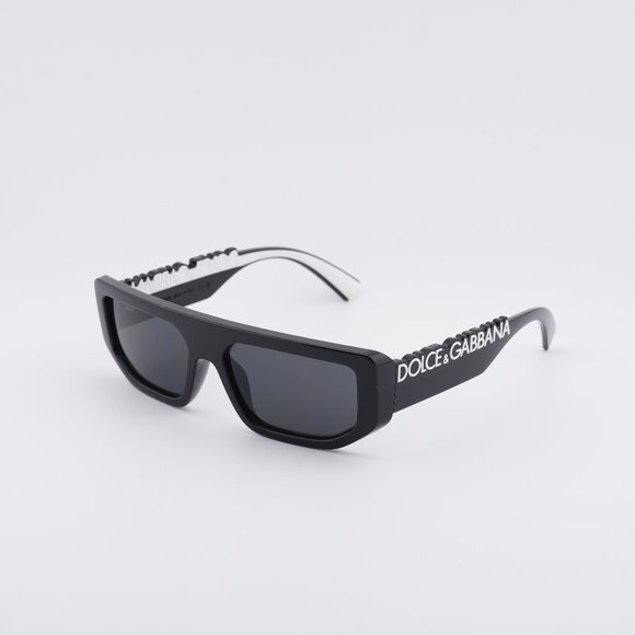 Dolce & Gabbana DG6203 501/87 Sunglasses Shiny Black Rectangle Frame,Grey Lenses main image 11